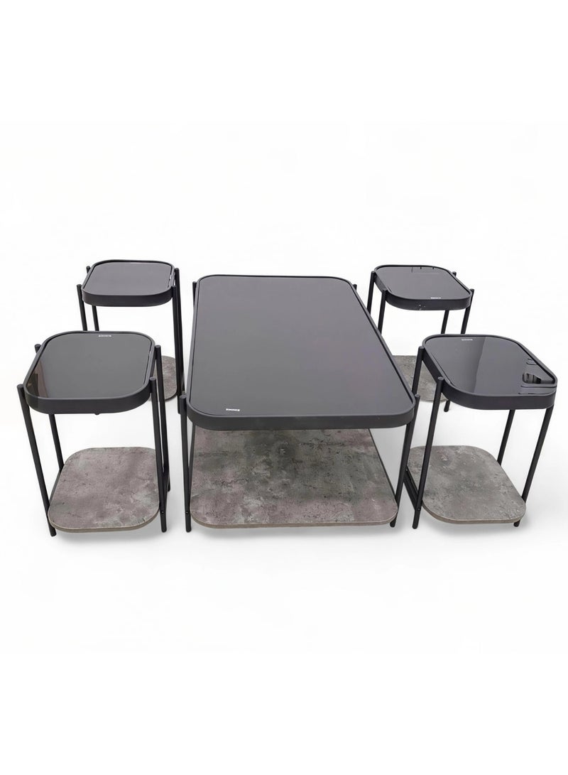 Concent 5-piece Dorn service table set, with glass top transparent - Image 4